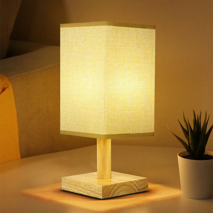 USB Bordlampe med Stoffsjcjerm - Moderne LED Nattbordlampe for Soverom og Kontor | Luvikno