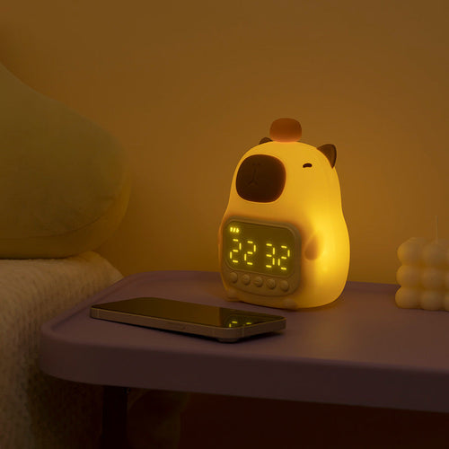 Søt Capybara Nattlys LED – Barnevekkerklokke & Nattlampe for Soverom | Luvikno