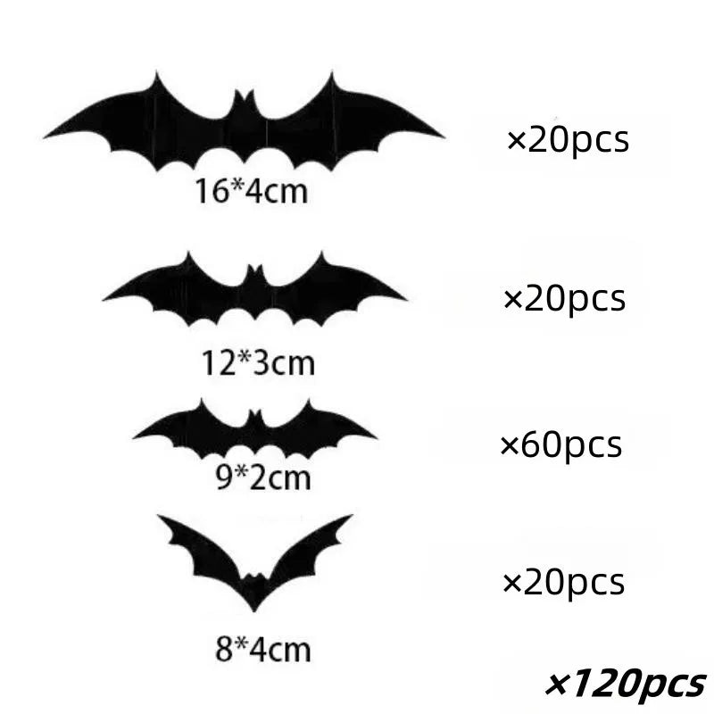 Bats Veggdekorasjonsklistremerker - Halloween Dekorasjonsklistremerker For Hjemmedekor (120 Stk) Luvikno