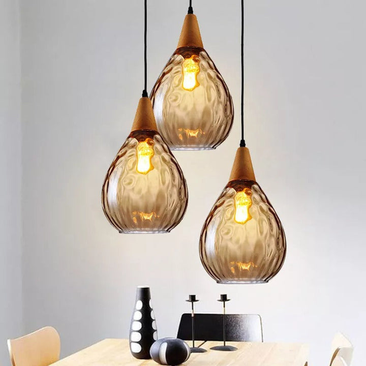 Vintage Tear Drop Glass Pendant Ceiling Light for Dining Room | Luvikno
