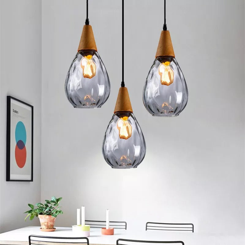 Vintage Tear Drop Glass Pendant Ceiling Light for Dining Room | Luvikno