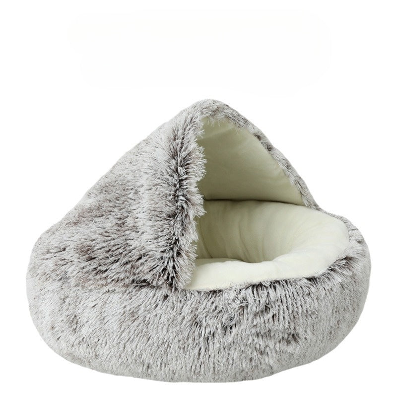 Luvikno | CozyPaws - 2-i-1 Rund Katt Seng & Vinter Sovepose for Ultimat Komfort
