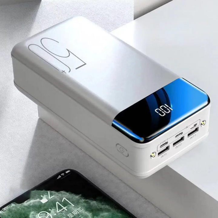 Luvikno | 100,000mAh Ultra-Høy Kapasitet Power Bank med Super Rask Lading – Bærbar Lader for Mobiltelefoner, Nettbrett og Laptoper