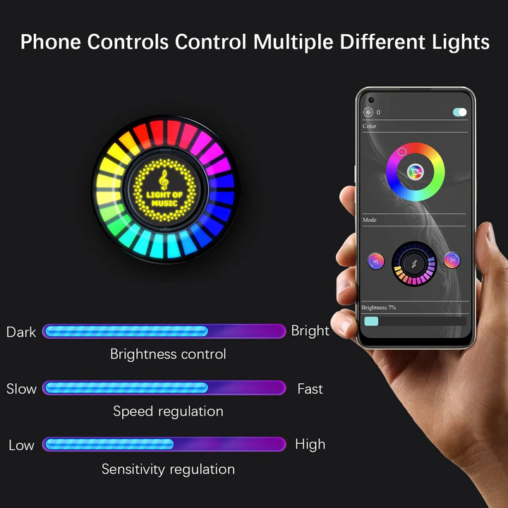 Auto Sound Pickup Light | Portable RGB Moro på farten | Luvikno