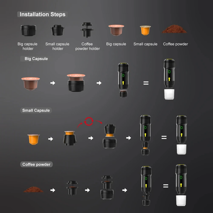 Bærbar kaffemaskin | Brygg hvor som helst og når som helst | Luvikno