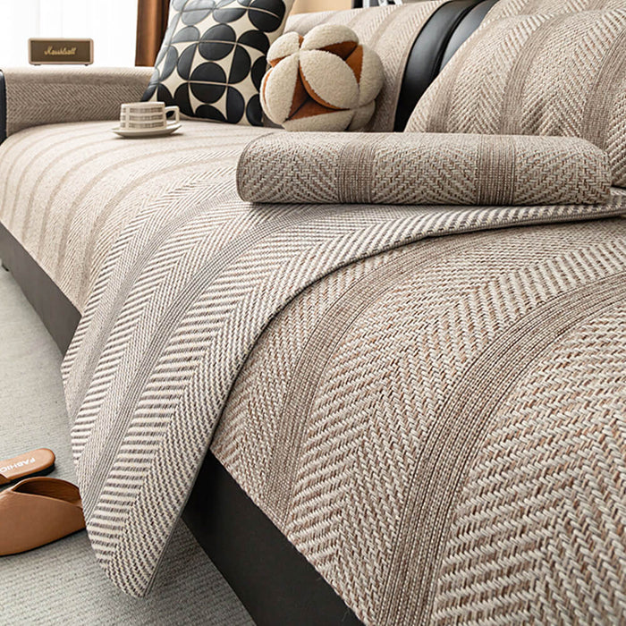 Minimalist Herringbone Sofa Cover | Pustende, kjæledyrvennlig beskyttelse | Luvikno