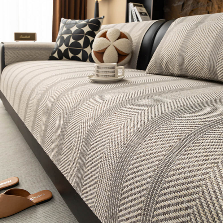 Minimalist Herringbone Sofa Cover | Pustende, kjæledyrvennlig beskyttelse | Luvikno