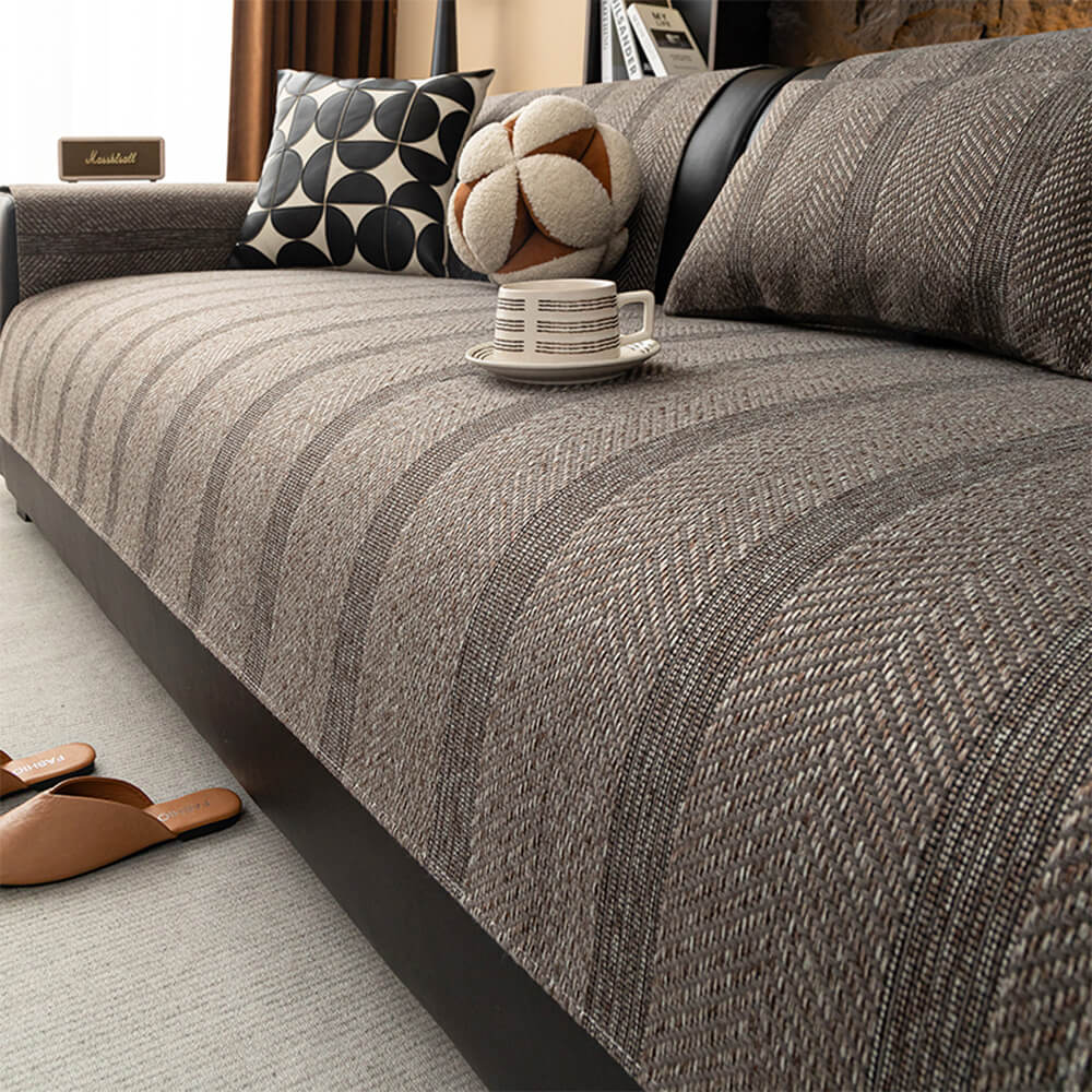 Minimalist Herringbone Sofa Cover | Pustende, kjæledyrvennlig beskyttelse | Luvikno