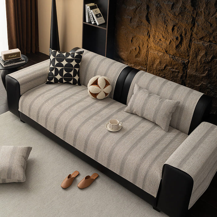 Minimalist Herringbone Sofa Cover | Pustende, kjæledyrvennlig beskyttelse | Luvikno