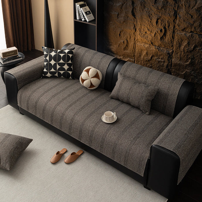 Minimalist Herringbone Sofa Cover | Pustende, kjæledyrvennlig beskyttelse | Luvikno