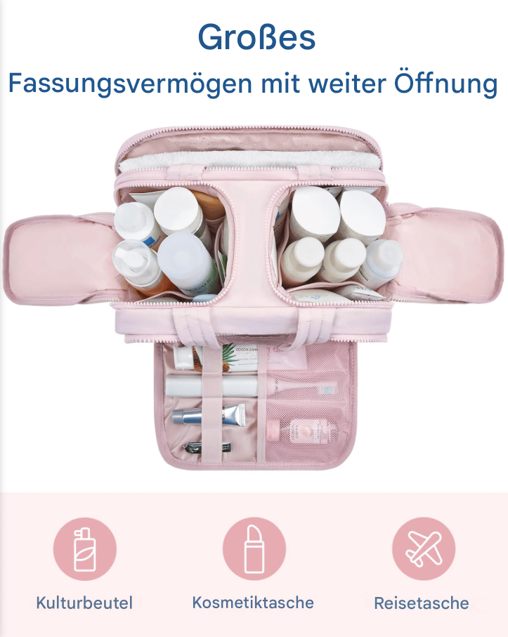 Multipurpose Toalettveske | Myk, Romslig, 4-i-1 Organisator | Luvikno