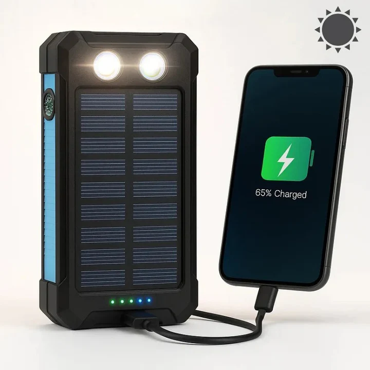 Luvikno | 30 000mAh Solcellelader Vanntett Power Bank Ekstern