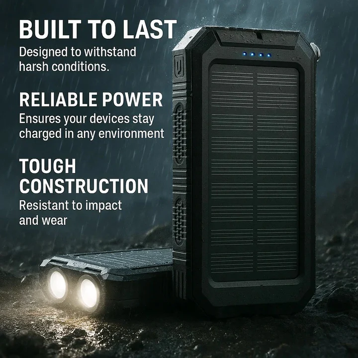 Luvikno | 30 000mAh Solcellelader Vanntett Power Bank Ekstern