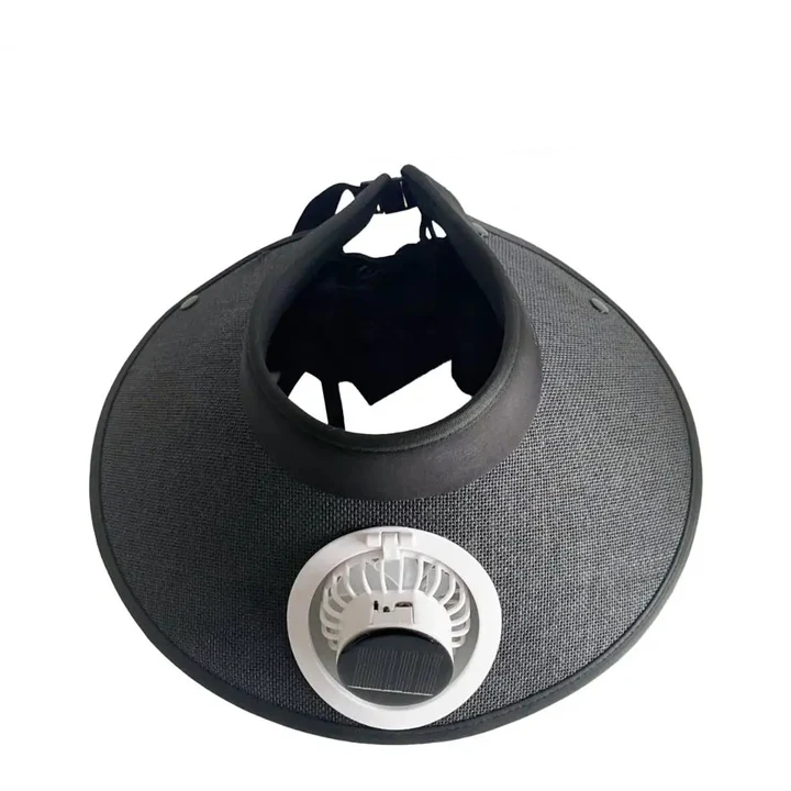Bred brim solhatt med solcelledrevet vifte | Luvikno