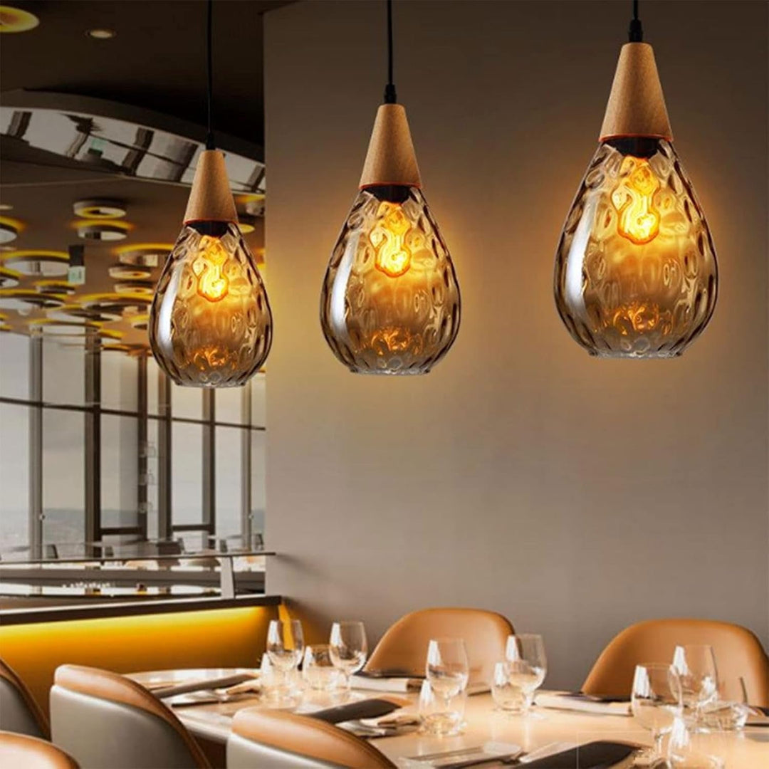 Vintage Tear Drop Glass Pendant Ceiling Light for Dining Room | Luvikno