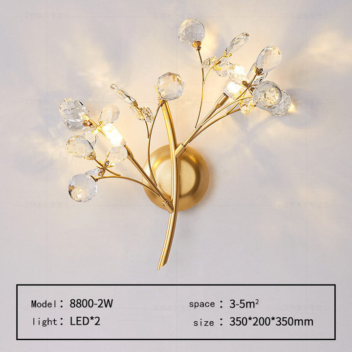 Moderne Blomster Vegglampe laget av Krystall – Elegant Veggbelysning for Oppholdsrom | Luvikno