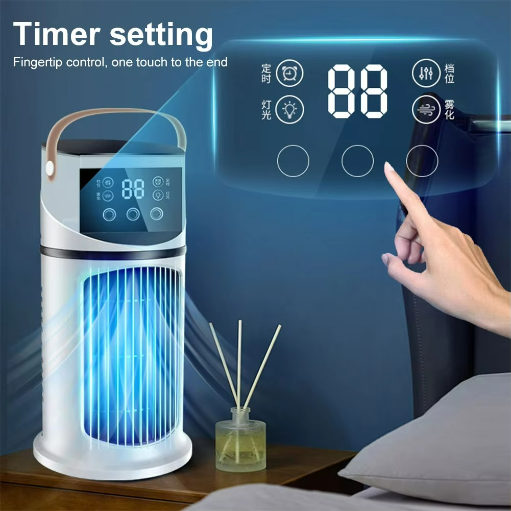 Luvikno | ClimaÉlan AirCooler | 3-i-1 dusjefan med luftfukter & LED stemningslys