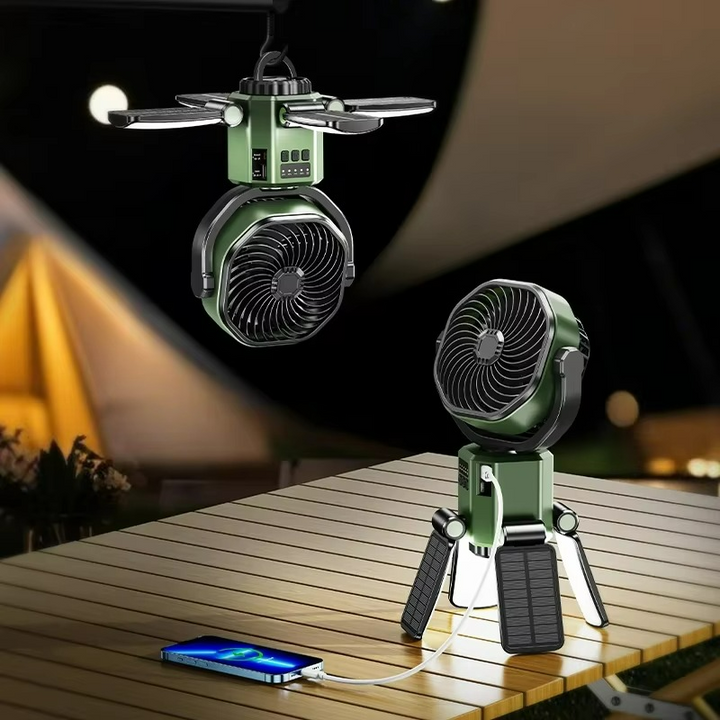 Luvikno | VenturoX Campingvifte | Bærbar vifte med 4 hastigheter og LED-belysning