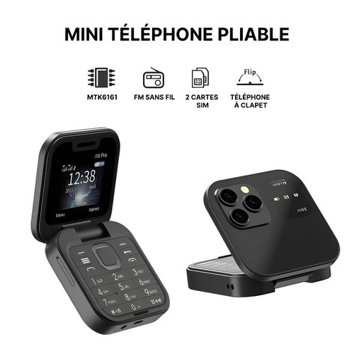 Luvikno | Sammenleggbar Flip-Telefon Dual SIM | 1,77" Skjerm | 1000 mAh | Micro USB