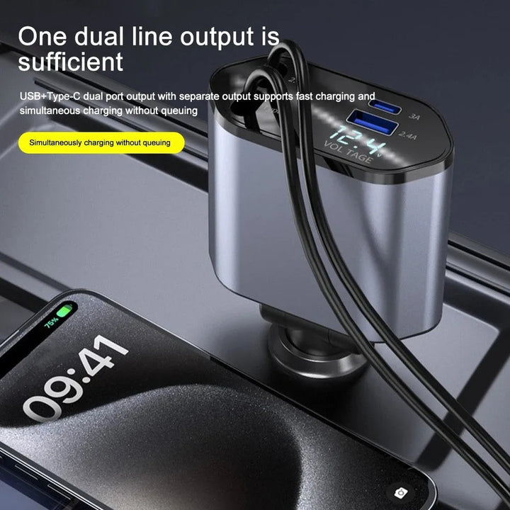 Foldbar billader med USB-C og USB-A – 120W hurtiglading | Luvikno