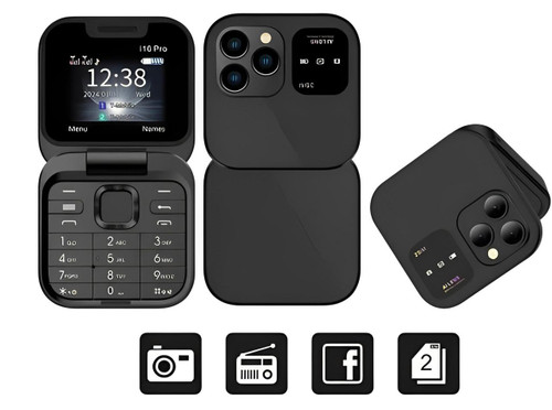 Luvikno | Sammenleggbar Flip-Telefon Dual SIM | 1,77" Skjerm | 1000 mAh | Micro USB