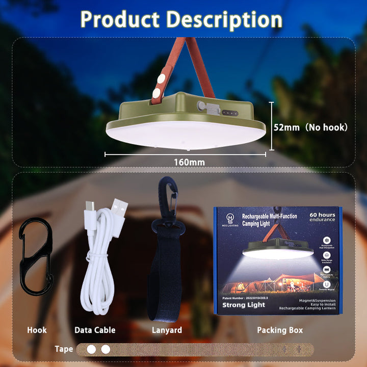Oppladbar LED Campinglampe med Magneter Luvikno