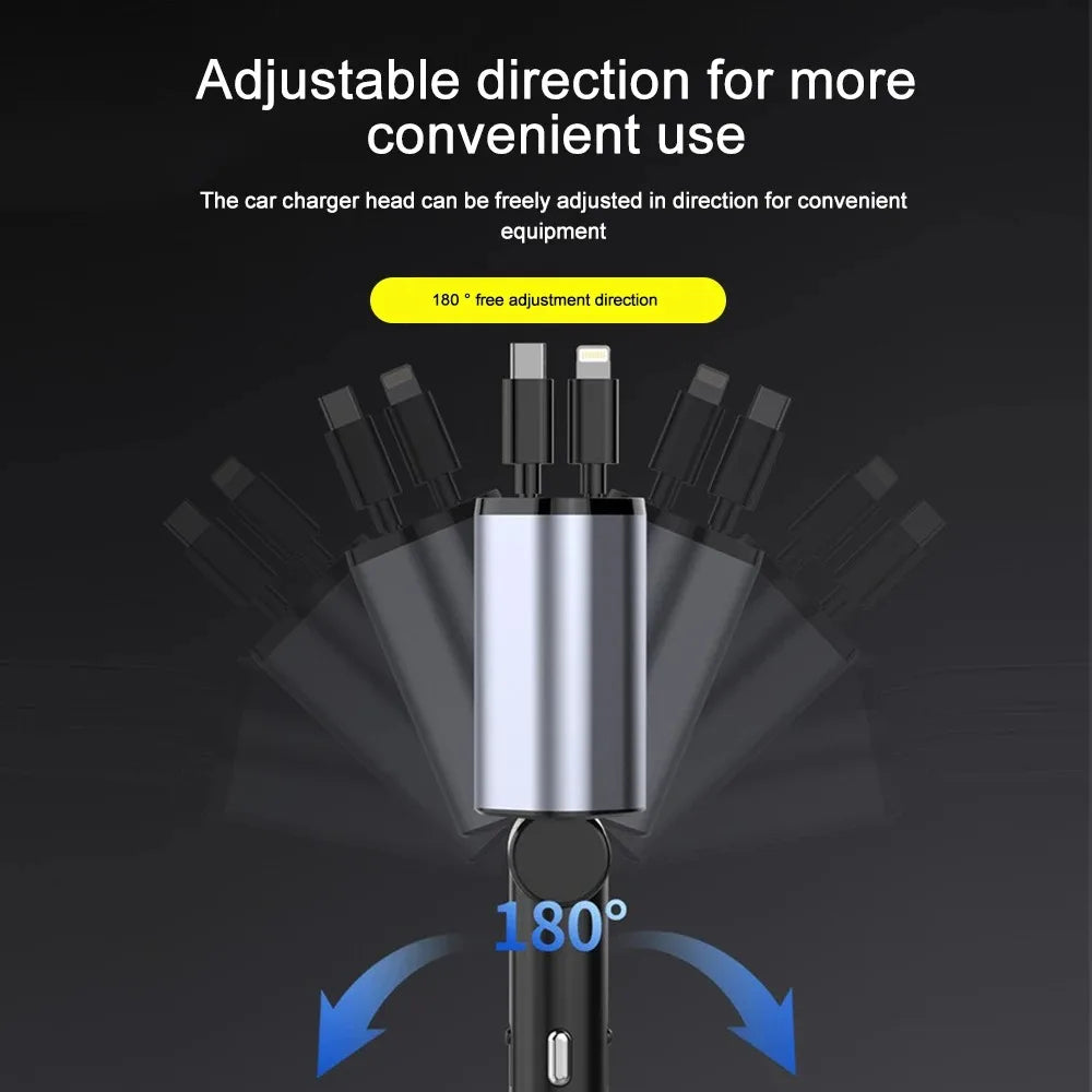 Foldbar bil-lader med USB-C og USB-A – 120W hurtiglading | Luvikno