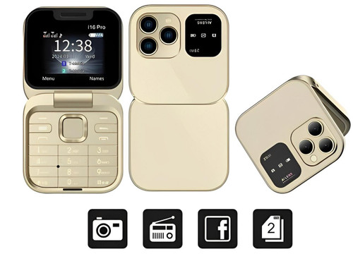 Luvikno | Sammenleggbar Flip-Telefon Dual SIM | 1,77" Skjerm | 1000 mAh | Micro USB