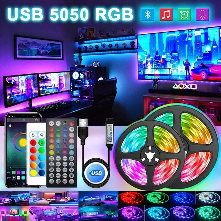 USB LED STRIPE MED FARGEMINE - RGB LYS TIL ROMDEKORASJON & TV BELYSNING | Luvikno