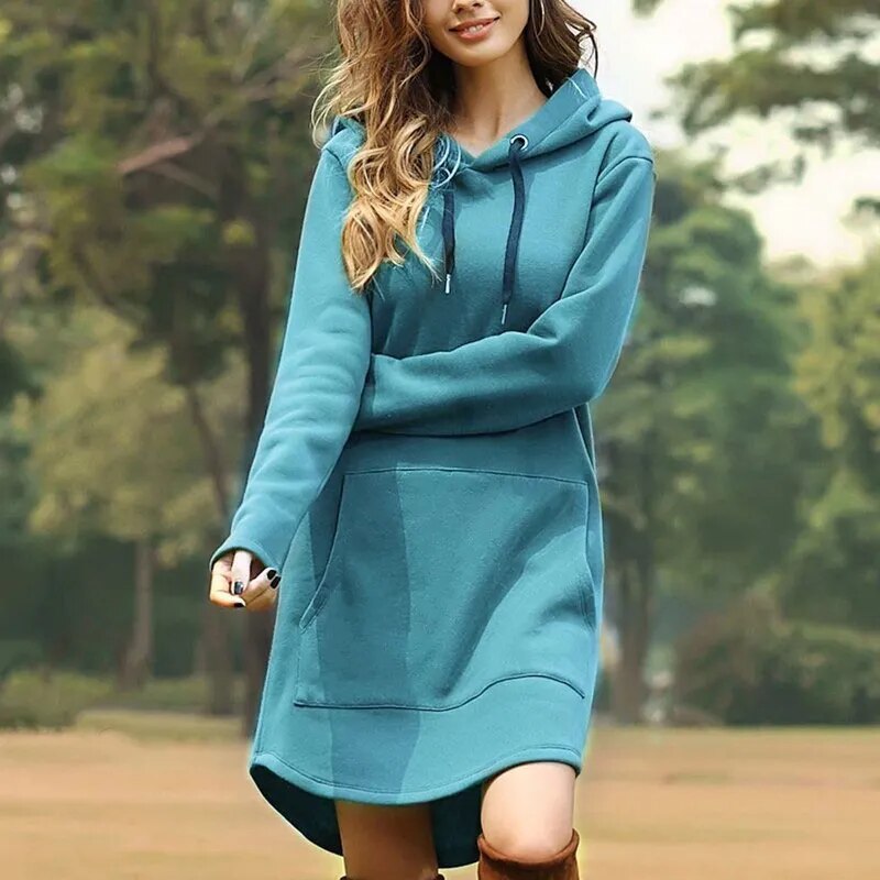 Luvik | Chic: Pitkä college dress with hood for trendy autumn