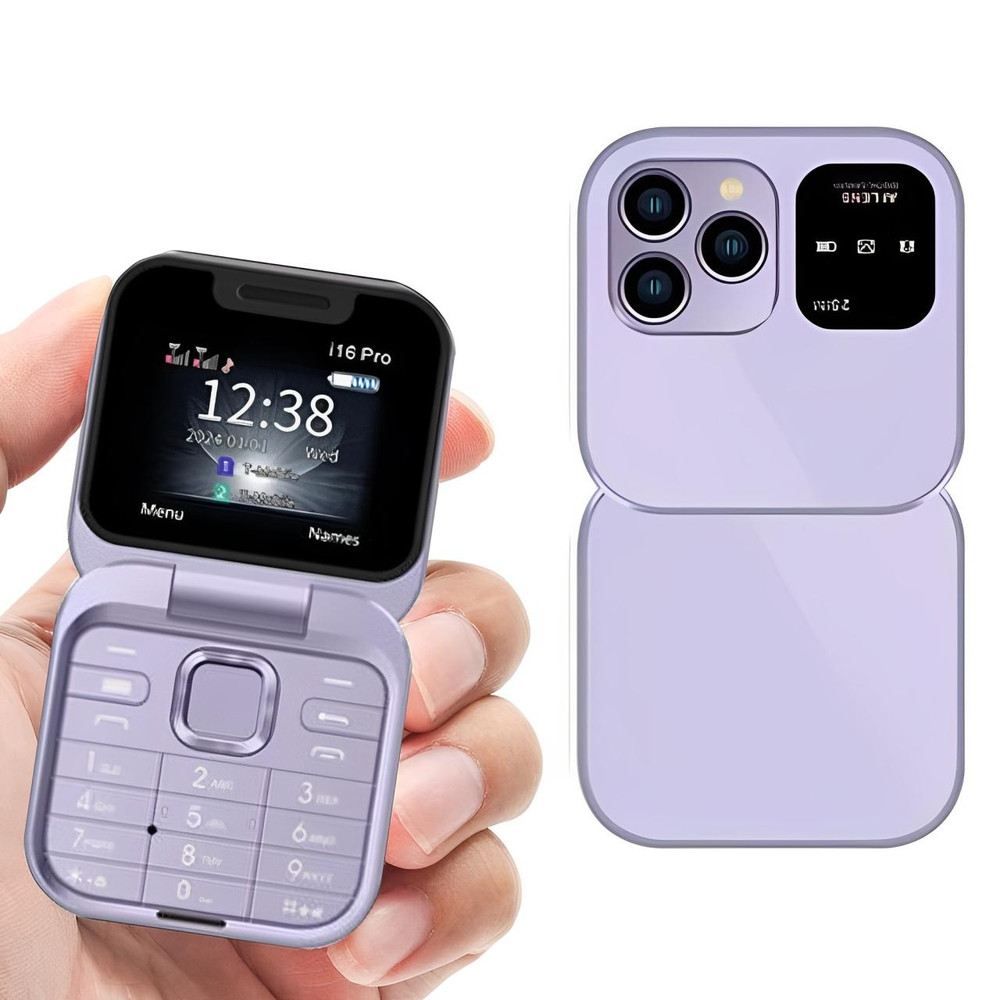 Luvikno | Sammenleggbar Flip-Telefon Dual SIM | 1,77" Skjerm | 1000 mAh | Micro USB