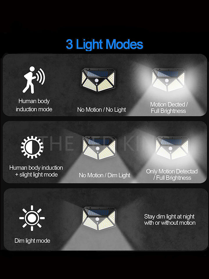 MULTIFUNKSJONELL SOLARLAMP - VANNTETT LED HAGELYS MED BEVEGELSESENSOR | Luvikno