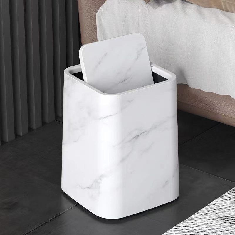 Marmorsøppelbøtte | Elegant svinglokk | Luvikno