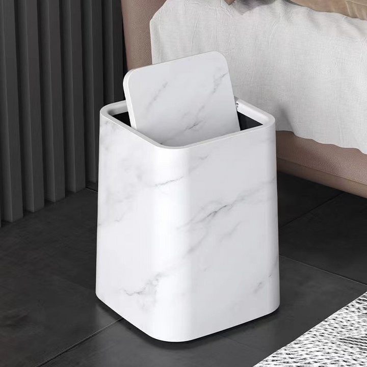 Marmorsøppelbøtte | Elegant svinglokk | Luvikno