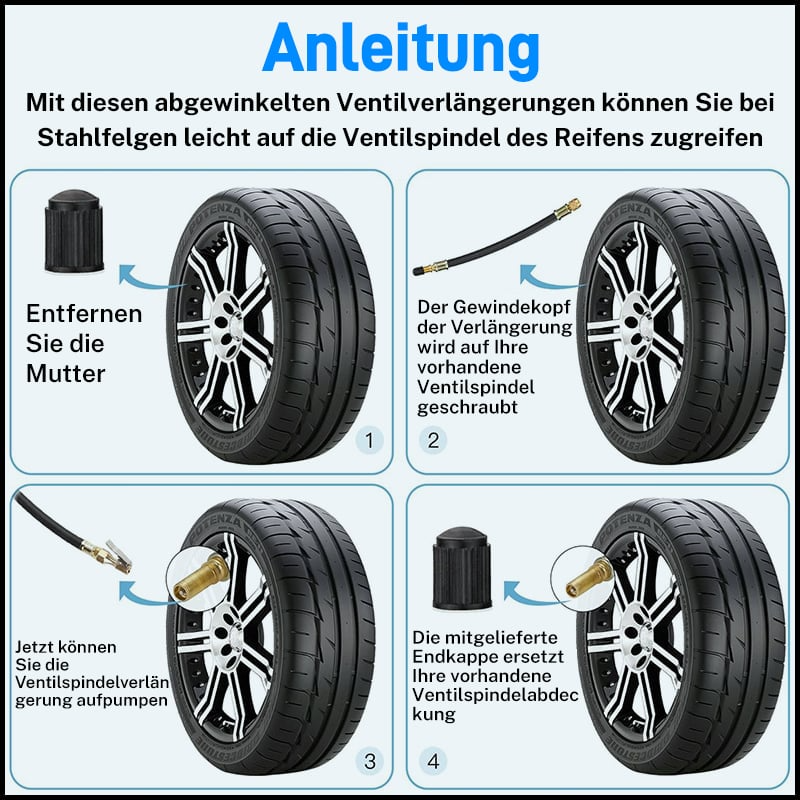 Fleksible dekkventilforlengelser | Universell passform, uanstrengt tilgang | Luvikno