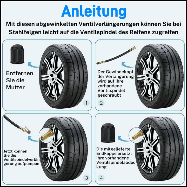 Fleksible dekkventilforlengelser | Universell passform, uanstrengt tilgang | Luvikno