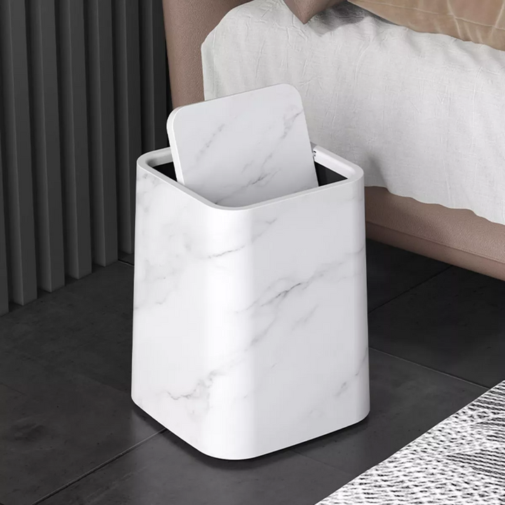Marmorsøppelbøtte | Elegant svinglokk | Luvikno