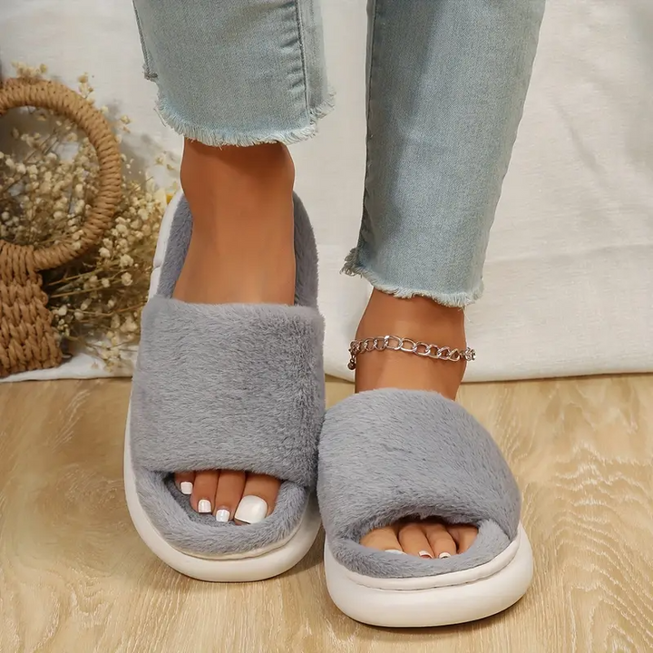 Koselige pels-sandaler | Luvikno