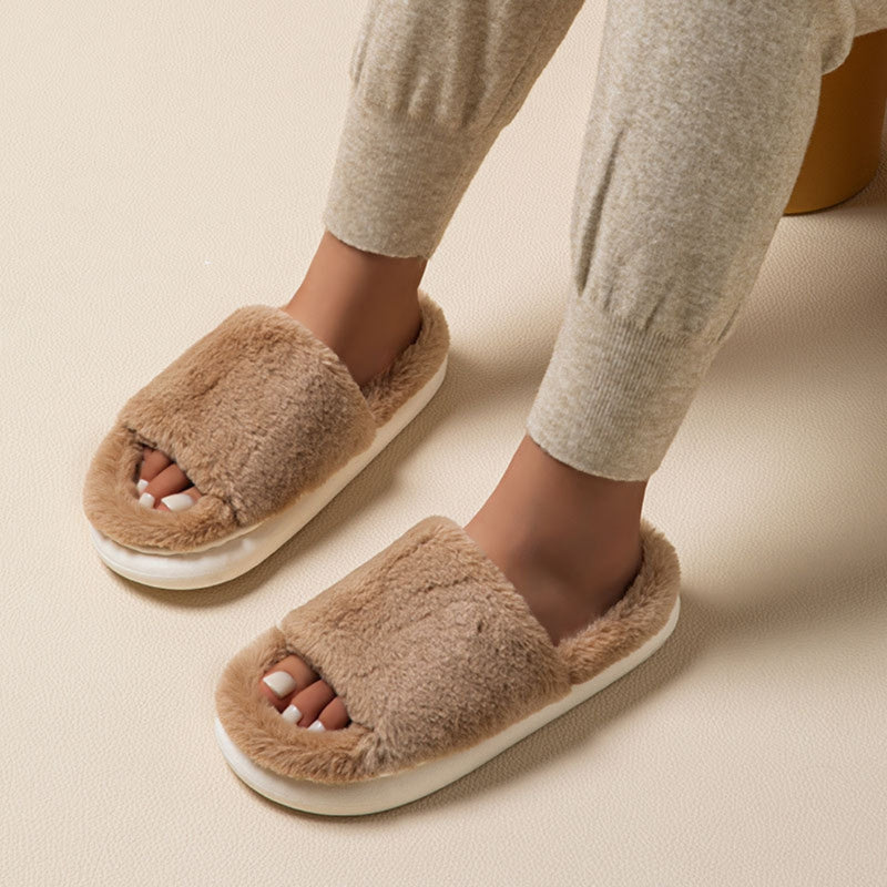 Koselige pels-sandaler | Luvikno