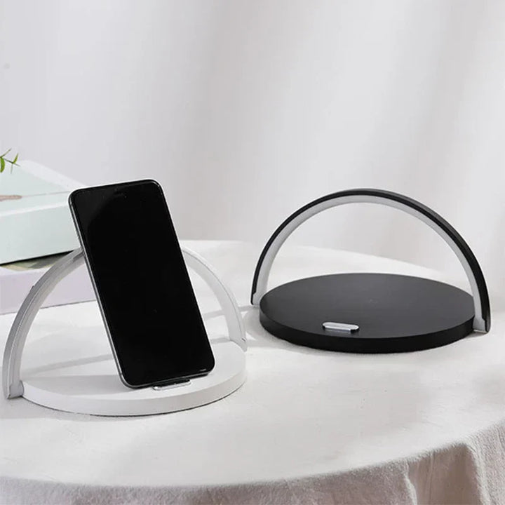 3-i-1 trådløserlader, telefonholder og LED-lampe Luvikno
