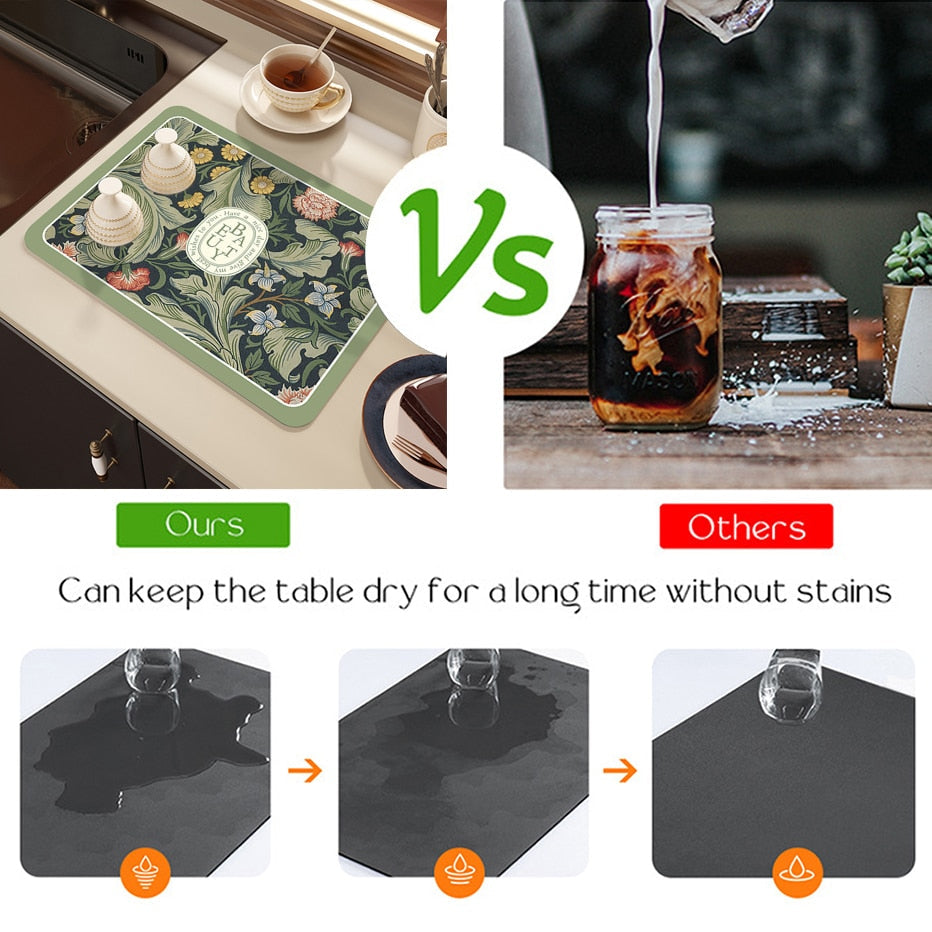 Tørkematte Kjøkkenbenk Gummi Kaffe Bar Tilbehør Kaffe Matter Padder | Luvikno