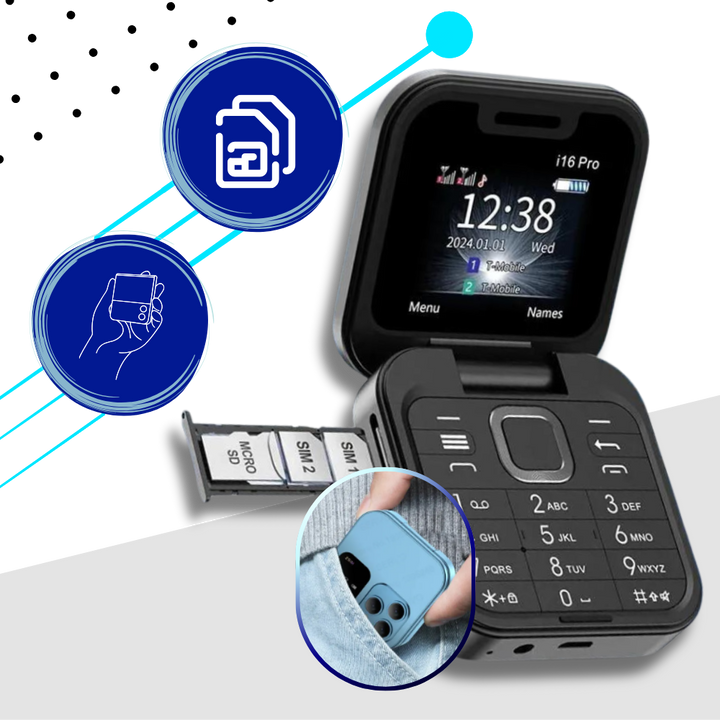 Luvikno | Dual Sim Liten Fliptelefon