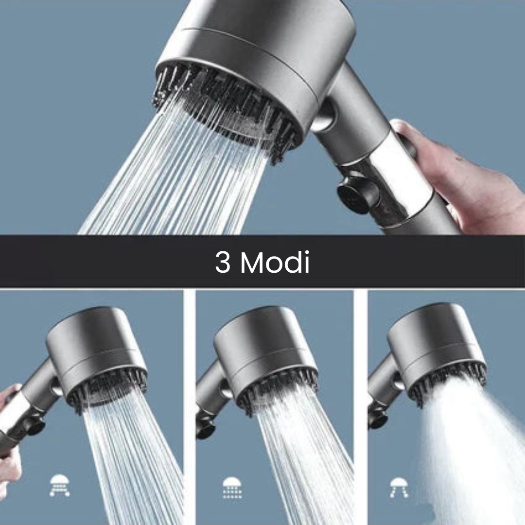 PowerStraal Dusjhode med Filter og 3 Justerbare Sprayalternativer | Luvikno