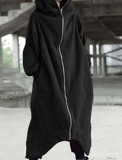 Luvik | Eleganz Monipuolinen Pitkä Takki Huoodilla