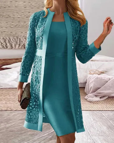 Luvik | Damen Cardigan Kjole laget av hardt, to-delt