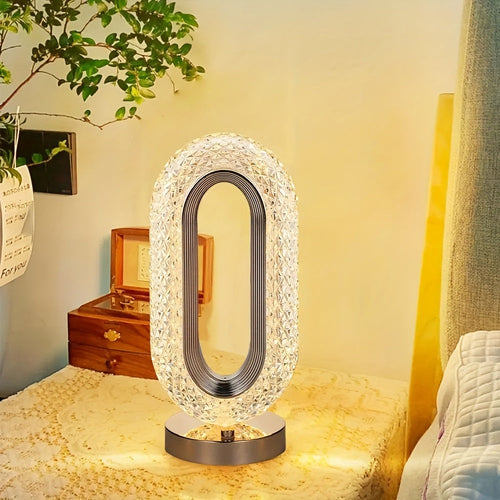 LuxeGlow – Elegant Oval Crystal Table Lamp Luvikno