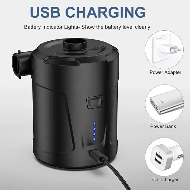 Luvikno | Elektrisk Luftpumpe AirTrek Mini | USB Oppladbar & Trådløs | Kompakt & Robust | For Luftmadrasser & Utendørs
