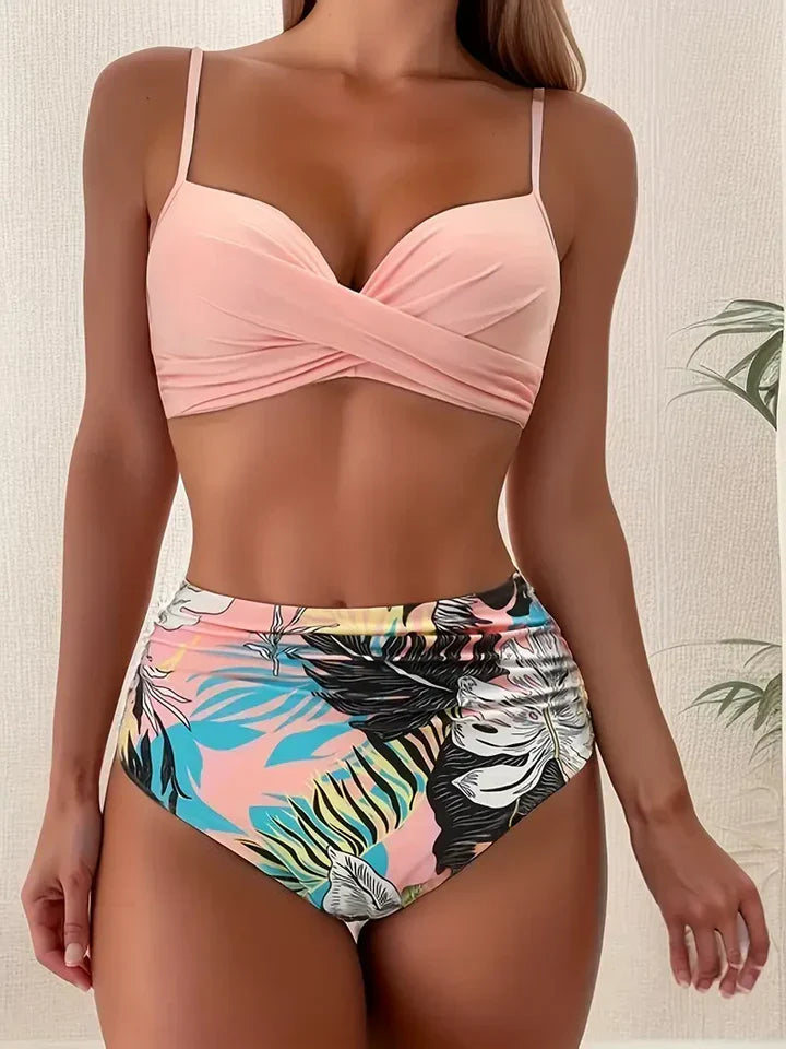 Luvik | Tummansininen Bikinis korkealla vyötäröllä ja push upilla