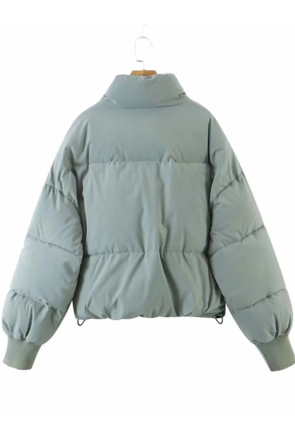 Luvik | Kauluksessa Vetoketju Tasku Paksu Lämmin Puuvillatakki