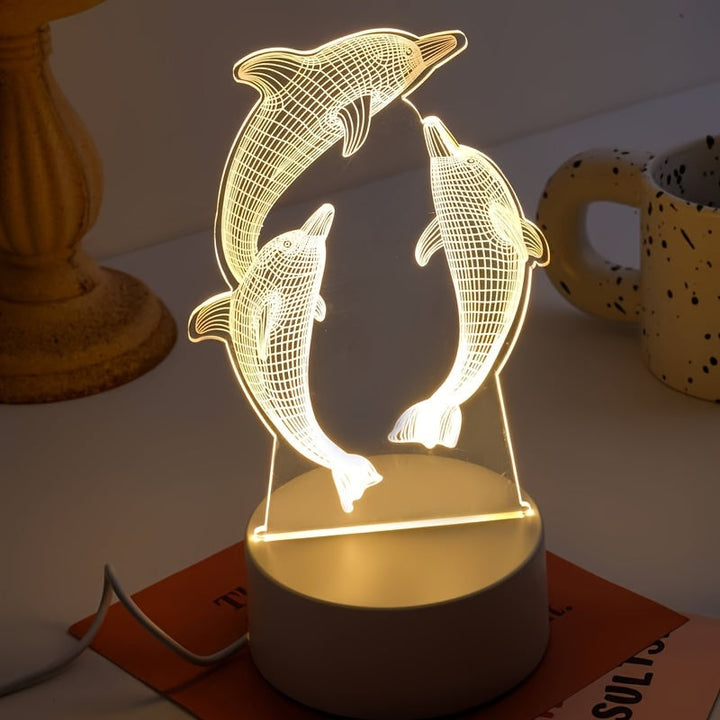 GeoDolphin - Trendy 3D Illusion Bordlampe Luvikno